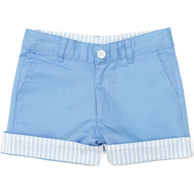Wyatt Shorts, East Beach Blue with Seaside Stripe Cuffs