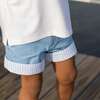Wyatt Shorts, East Beach Blue with Seaside Stripe Cuffs - Shorts - 7