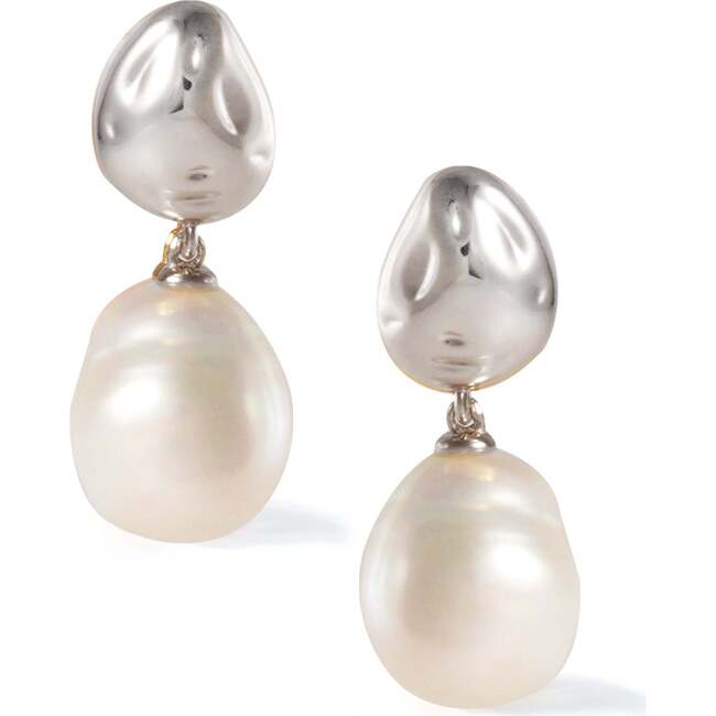 Eden Pearl Drop Earrings, Silver