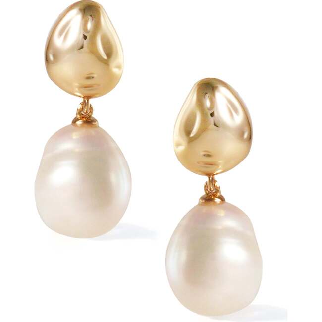 Eden Pearl Drop Earrings, Gold