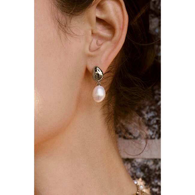 Eden Pearl Drop Earrings, Silver