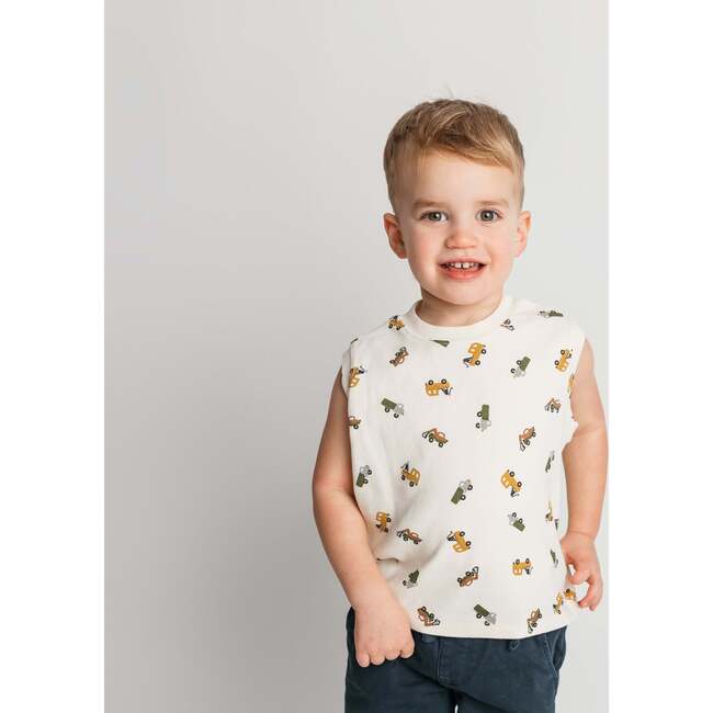 Truck Sleeveless Tee, Beige - T-Shirts - 3