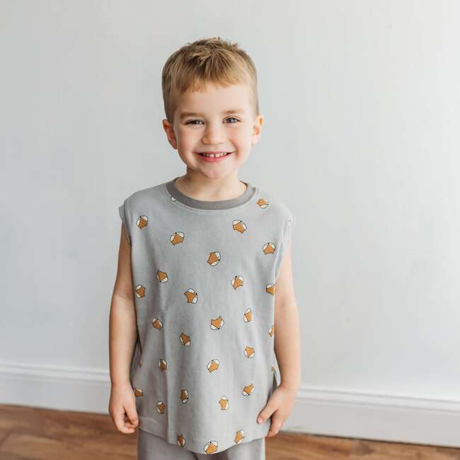 Fox Sleeveless Tee, Grey - T-Shirts - 3
