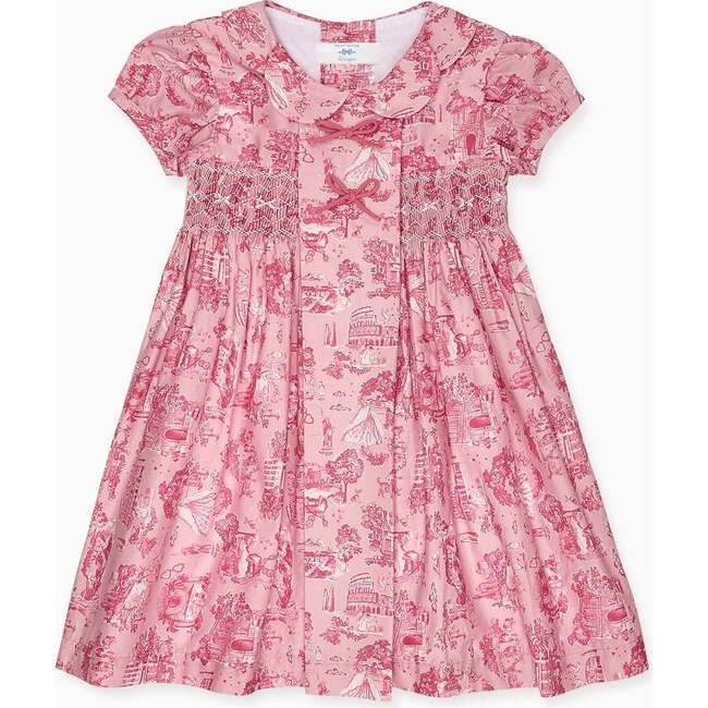 Nicky Hilton x La Coqueta Pink Toile de Jouy Theodora Girl Hand-Smocked Dress