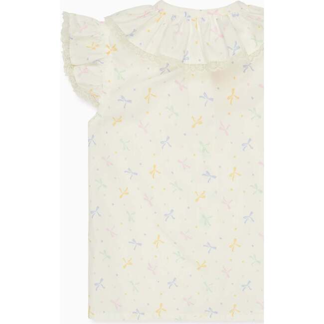 Nicky Hilton x La Coqueta Ivory Bow Olivia Girl Shirt - Blouses - 3