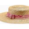Nicky Hilton x La Coqueta Pink Toile de Jouy Portia Girl Straw Hat - Hats - 2 - thumbnail