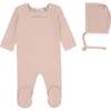 Sweet Little One Footie And Bonnet, Pink - Mixed Apparel Set - 1 - thumbnail