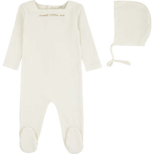 Sweet Little One Footie And Bonnet, Ivory