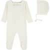 Sweet Little One Footie And Bonnet, Ivory - Mixed Apparel Set - 1 - thumbnail