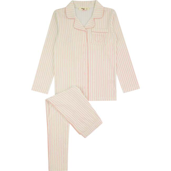 Striped Button Down Loungewear Set, Girls