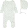 Pointelle Printed Wrap Footie And Bonnet, Girls - Mixed Apparel Set - 1 - thumbnail