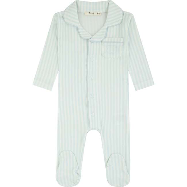 Striped Button Down Footie, Boys