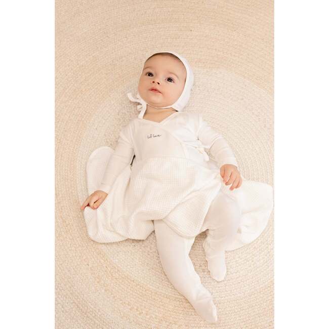 Lil Love Embroidered Wrap Footie and Bonnet, Blue Embroidery