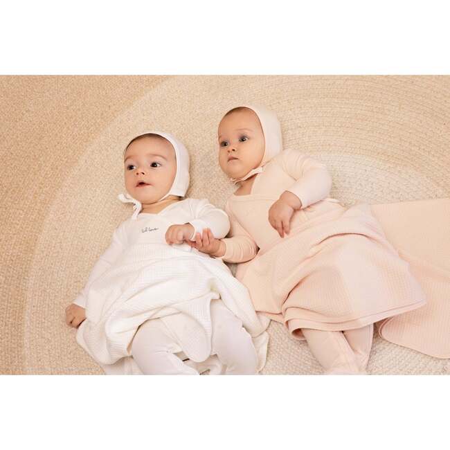 Lil Love Embroidered Wrap Footie and Bonnet, Blue Embroidery - Mixed Apparel Set - 3