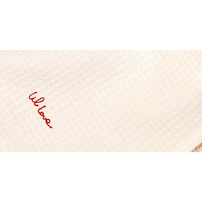 Lil Love Embroidered Waffle Blanket, Red Embroidery - Blankets - 3