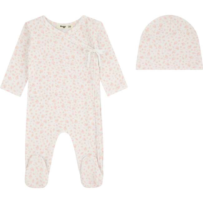 Floral Printed Wrap Footie And Beanie, Girls