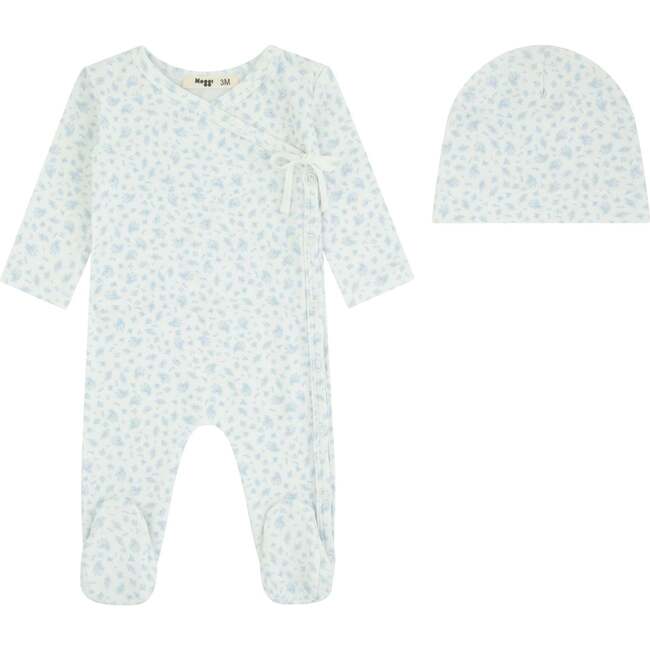 Floral Printed Wrap Footie And Beanie, Boys