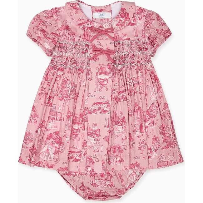 Nicky Hilton x La Coqueta Pink Toile de Jouy Theodora Baby Girl Hand-Smocked Set