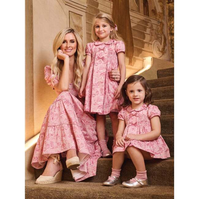 Nicky Hilton x La Coqueta Pink Toile de Jouy Theodora Baby Girl Hand-Smocked Set