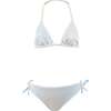 Triangle Mesh Pattern Shell Adorned Halter Two Piece Bikini - Two Pieces - 1 - thumbnail