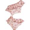 One Shoulder Floral Ruffled with Side Cutout and Ring Detail - One Pieces - 1 - thumbnail