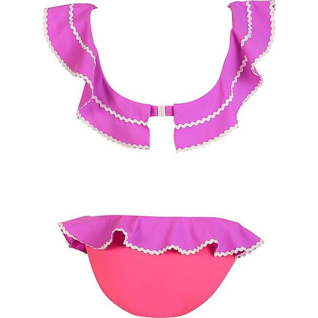 Vibrant Tiered Scalloped with Ric Rac Edging Two Piece Bikini