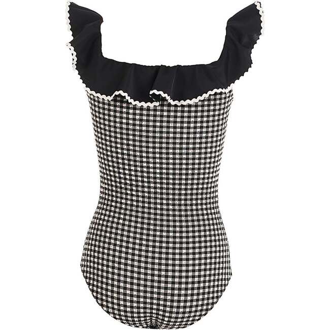 Off Shoulder Gingham One Piece Swimsuit