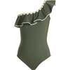 One Shoulder Ruffle with Shell Detail One Piece Swimsuit - One Pieces - 1 - thumbnail