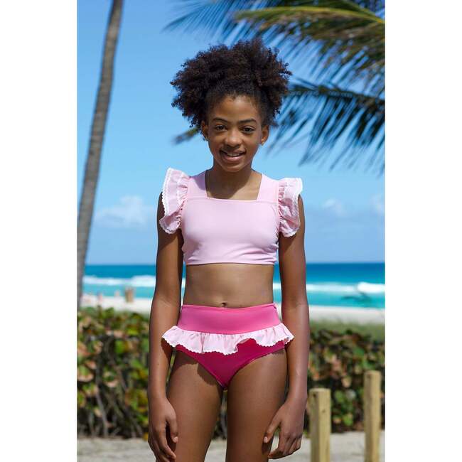 Ruffled Square Neck with Ric Rac Detail Two Piece Swimsuit