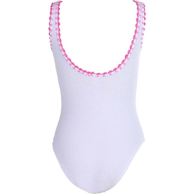 Textured Pink Embroidery One Piece Swimsuit