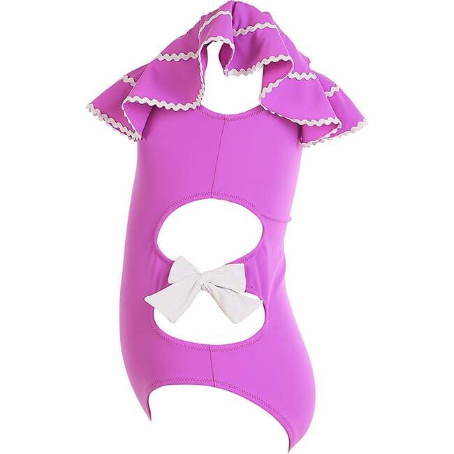 Off Shoulder Side Cut Out and Bows One Piece Swimsuit - One Pieces - 4