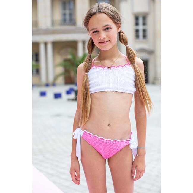 Textured Embroidery Edging Two Piece Bikini - Two Pieces - 3