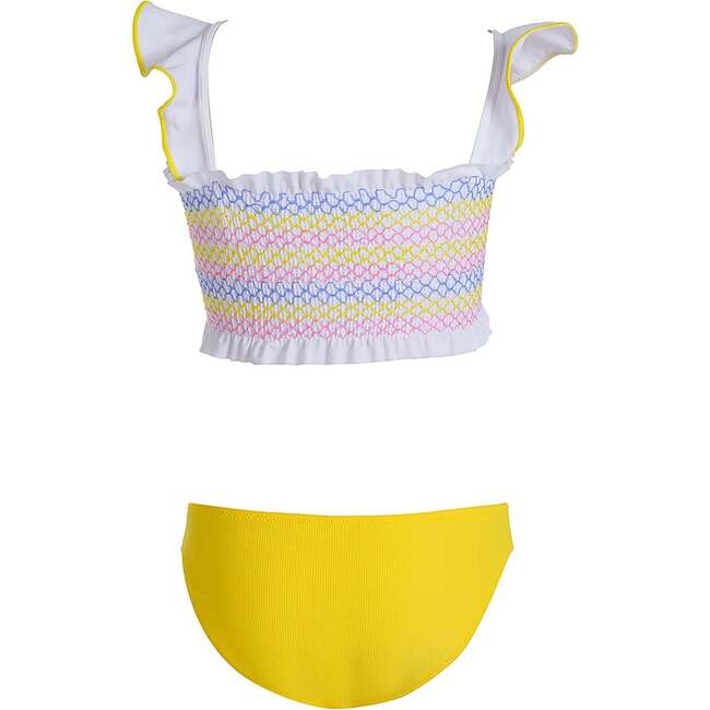 Shirred Geometric Embroidered Two Piece Bikini - Two Pieces - 4