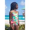 Sporty Multi Color Neon Orbit Side Ruffles One Piece Swimsuit - One Pieces - 3