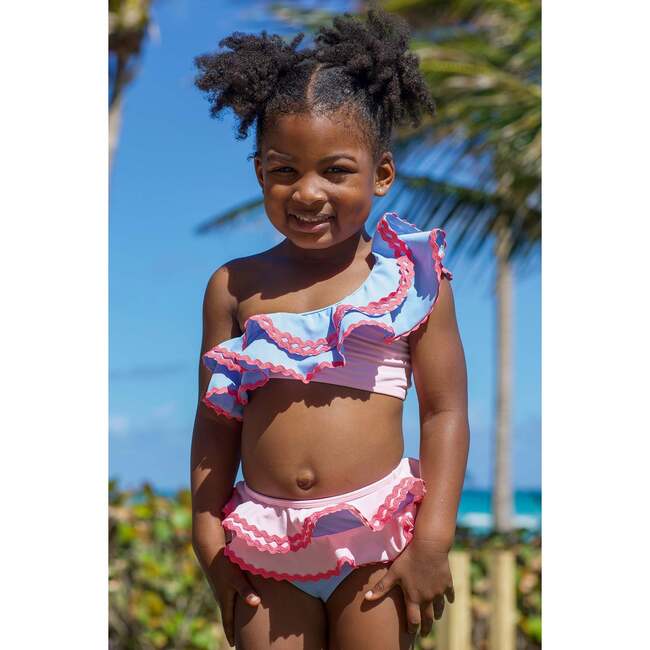 One Shoulder Multi Ruffle with Ric Rac Detail Two Piece Bikini - Two Pieces - 3
