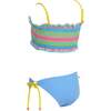 Rainbow Stripe Bandeau Side Tie Bottoms Two Piece Bikini - One Pieces - 5