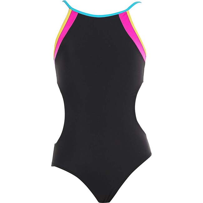 High Impact Sporty Neon Color Block One Piece Swimsuit
