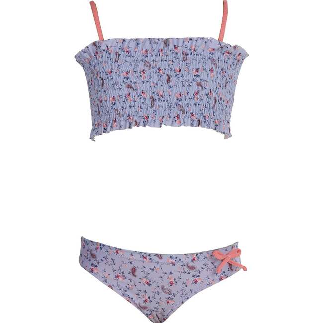 Lavender Shirred Bandeau with Bow Detail Two Piece Bikini