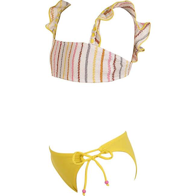 Multi Color Striped Bandeau Two Piece Bikini - Two Pieces - 3