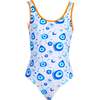 Evil Eye Motif with Orange Trim One Piece Swimsuit - One Pieces - 1 - thumbnail