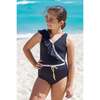 Asymmetrical Ruffle Decorative Embroidery Accents One Piece Swimsuit - One Pieces - 2