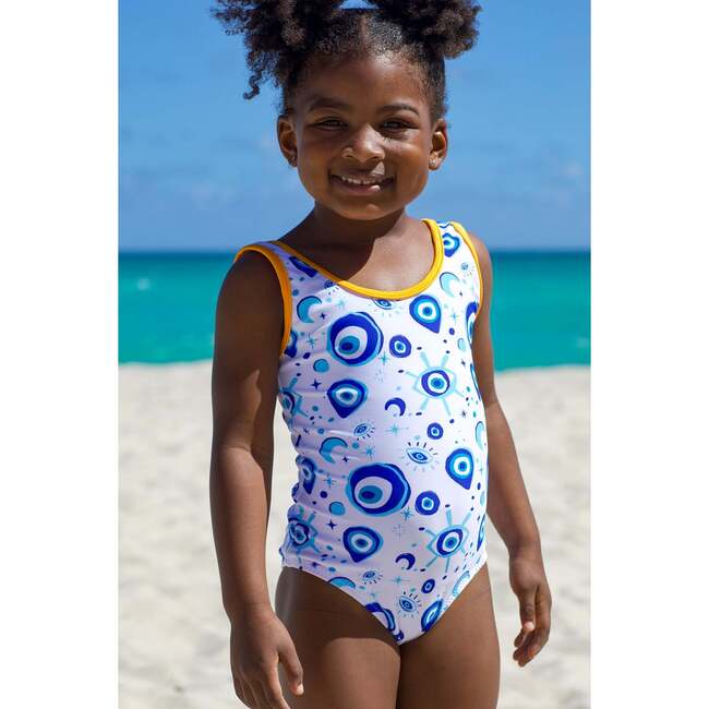 Evil Eye Motif with Orange Trim One Piece Swimsuit - One Pieces - 3