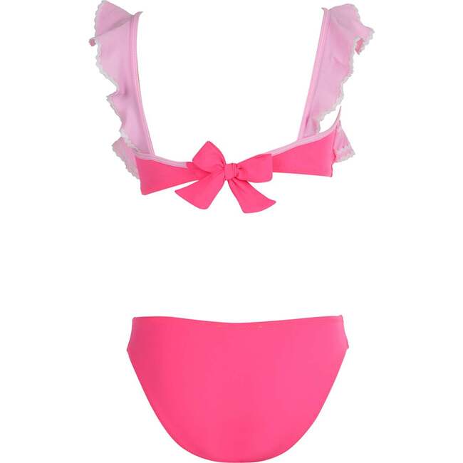 Bandeau Tiered Ruffle Color Blocked Two Piece Bikini - Two Pieces - 4