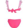 Bandeau Tiered Ruffle Color Blocked Two Piece Bikini - Two Pieces - 4