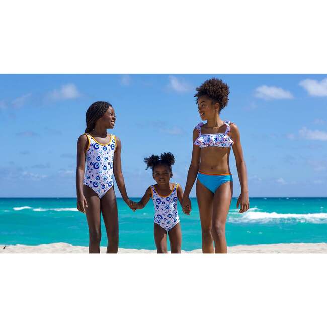 Evil Eye Motif with Orange Trim One Piece Swimsuit - One Pieces - 4