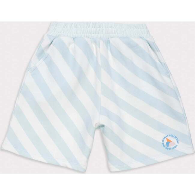 Organic Weekend Shorts in Sky Blue Stripe