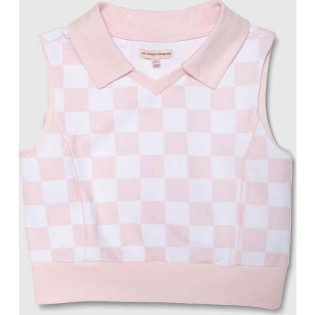 Organic Sleeveless Play Polo in Pink Check