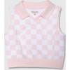 Organic Sleeveless Play Polo in Pink Check - Tank Tops - 1 - thumbnail