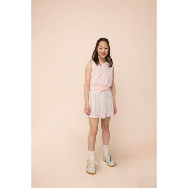 Organic Sleeveless Play Polo in Pink Check