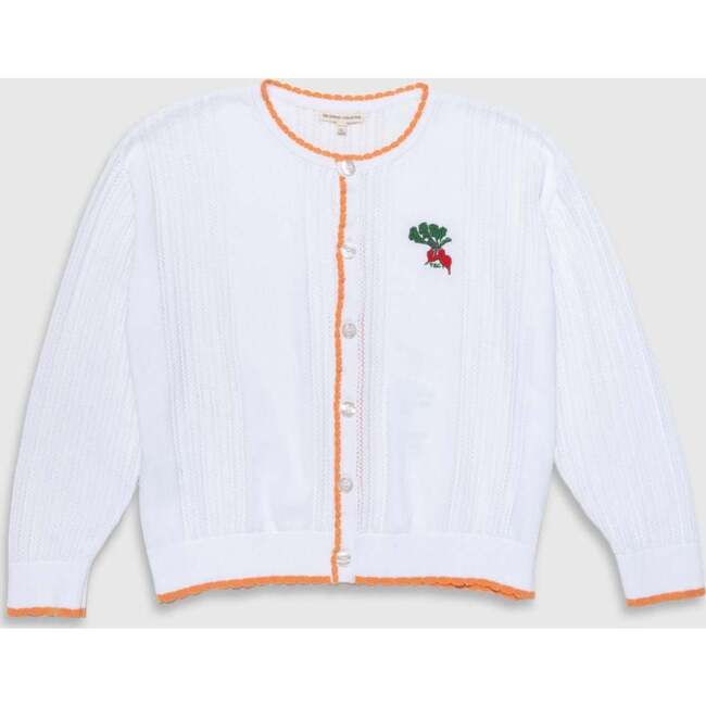 Organic Recess Cardigan in White Pointelle